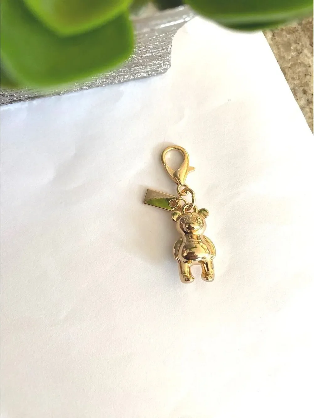 Gold Tone Bear Charm Pendant Accessory